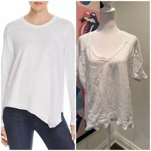 WILT Set of two White Women’s Slub V-Neck Tee - Classic Crew Option